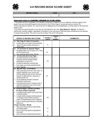 4-h record book score sheet - Green Lake County