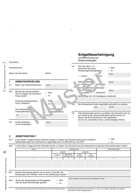 Bescheinigung über Den Bezug Von Entgeltersatzleistungen
