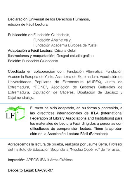 Declaración Universal de los Derechos Humanos - Fácil Lectura