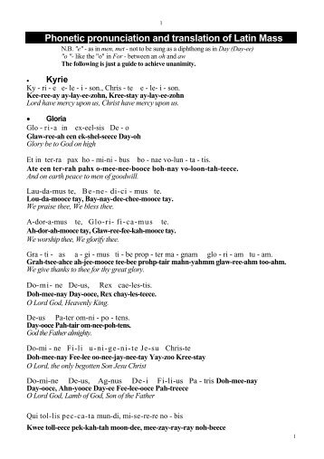 Phonetic pronunciation and translation of Latin ... - St Mary's Singers