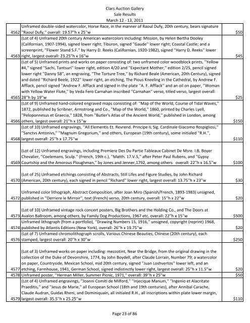 2011 Lot Description Price - Clars Auction Gallery