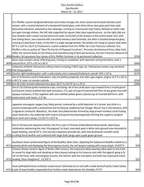 2011 Lot Description Price - Clars Auction Gallery