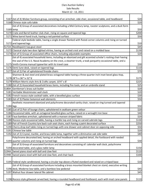 2011 Lot Description Price - Clars Auction Gallery