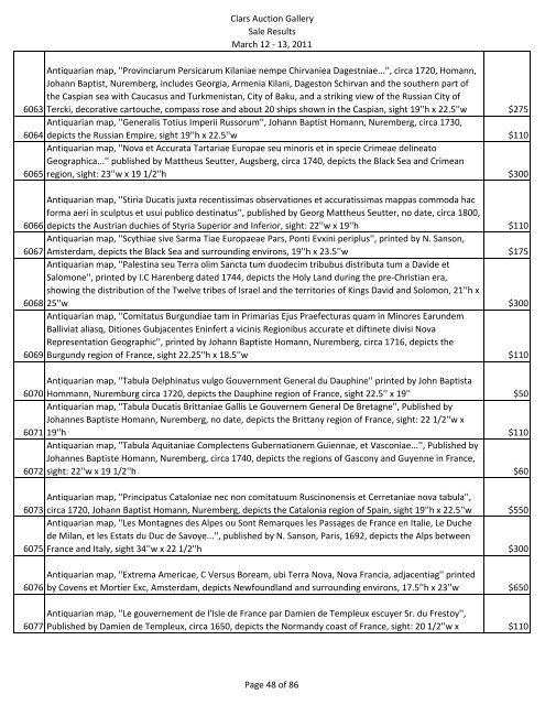 2011 Lot Description Price - Clars Auction Gallery