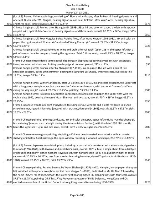 2011 Lot Description Price - Clars Auction Gallery