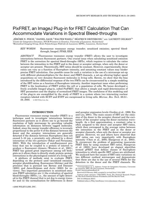 PixFRET, an ImageJ plug-in for FRET calculation ... - ResearchGate