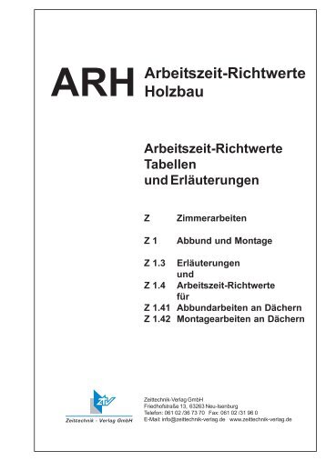 ARH Arbeitszeit-Richtwerte Holzbau