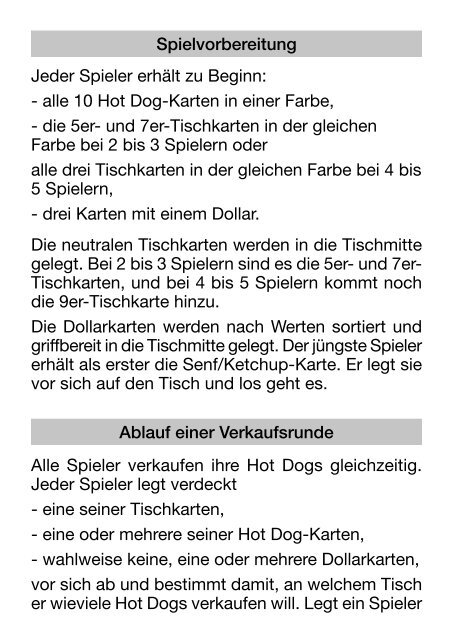 Hot Dog - Spielanleitung - Brettspiele-Report