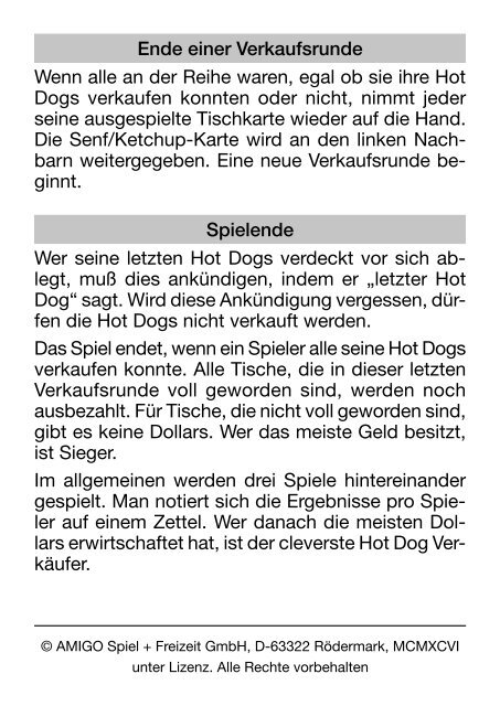 Hot Dog - Spielanleitung - Brettspiele-Report