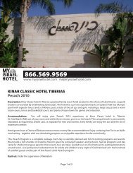 KINAR CLASSIC HOTEL TIBERIAS Pesach 2010 - My Israel Hotel