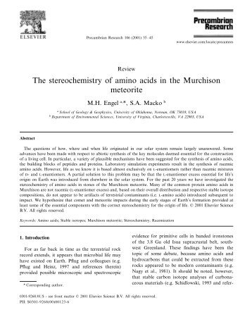 The stereochemistry of amino acids in the Murchison meteorite