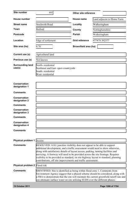 October 2011 Bassetlaw District Local Development Framework