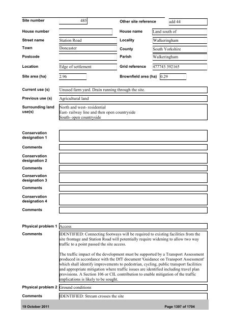 October 2011 Bassetlaw District Local Development Framework