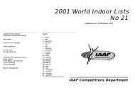 IAAF Competitions Department 2001 World Indoor Lists No 21