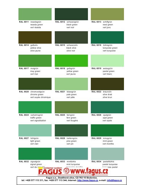 RAL Farbtonkarte / Carte de Teintes / Colour Card