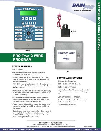 Pro-Two 2 Wire Controller - Hit Products Corporation