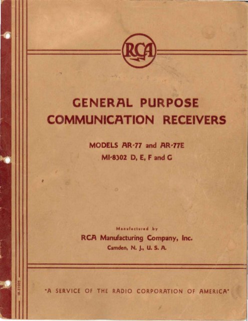 RCA AR-77 Manual