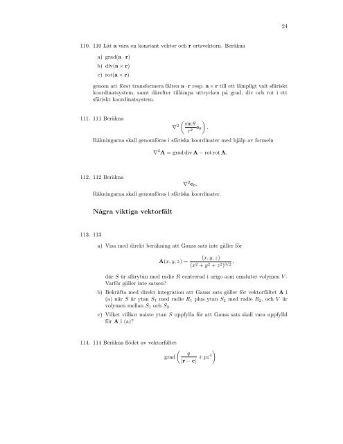 Exempelsamling Vektoranalys