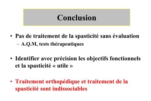 Le traitement de la spasticitÃ© chez l'enfant Infirme Moteur ... - SOFOP