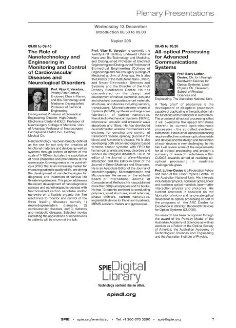 Plenary Presentationsmond - 