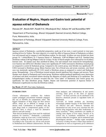 Evaluation of Nephro, Hepato and Gastro toxic potential of aqueous ...