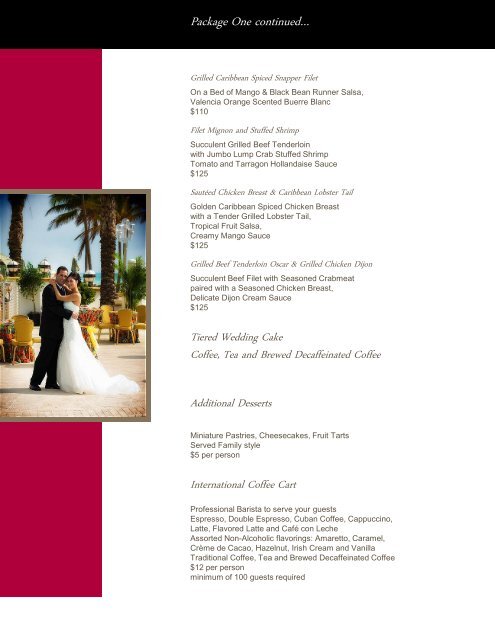 Wedding Packages & Menus - Hollywood Florida Hotel on the Beach