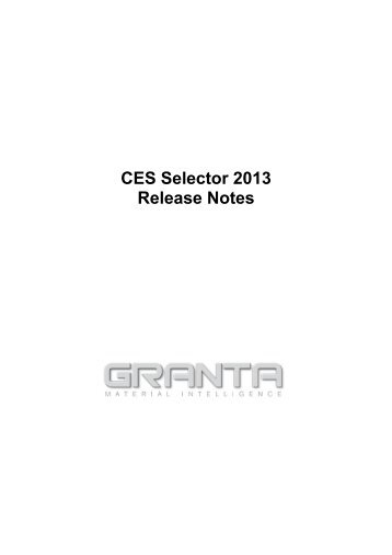 CES Selector 2013 Release Notes - Granta Design