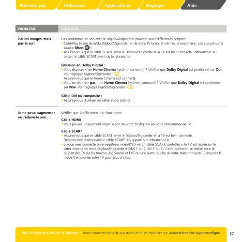 Guide de l'utilisateur tÃ©lÃ©vision digitale - Klantenservice - Telenet