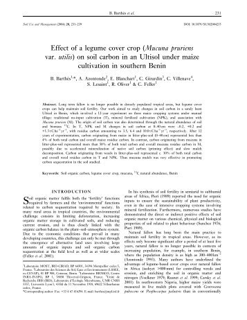 Effect of a legume cover crop (Mucuna pruriens var. utilis) on soil ...