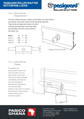 Pasiguard Roller Shutter Locks - Pasico-west-africa.com