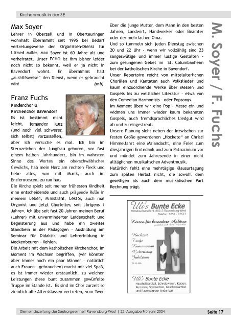 ECHO 22 (FrÃ¼hjahr 2004) - Katholische Gesamtkirchengemeinde ...