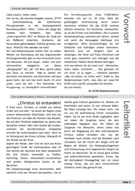 ECHO 22 (FrÃ¼hjahr 2004) - Katholische Gesamtkirchengemeinde ...