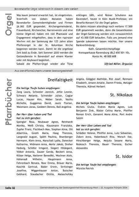 ECHO 22 (FrÃ¼hjahr 2004) - Katholische Gesamtkirchengemeinde ...