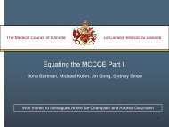 Equating the MCCQE Part II - Medical Council of Canada