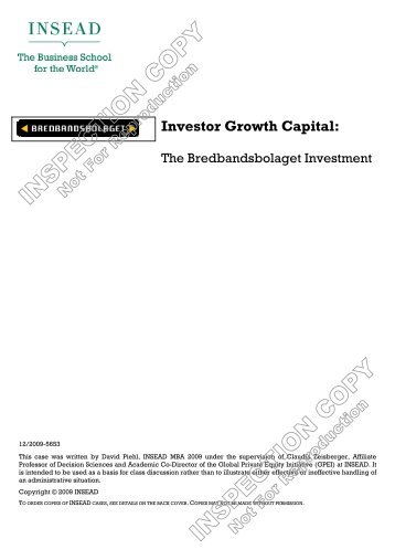 Investor Growth Capital: - Insead