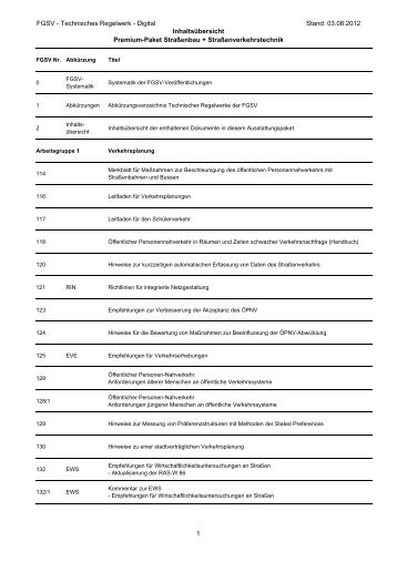 FGSV - Technisches Regelwerk - Digital Inhaltsübersicht Premium ...