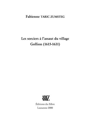 Les sorciers à l'assaut du village Gollion (1615 ... - Éditions du Zèbre