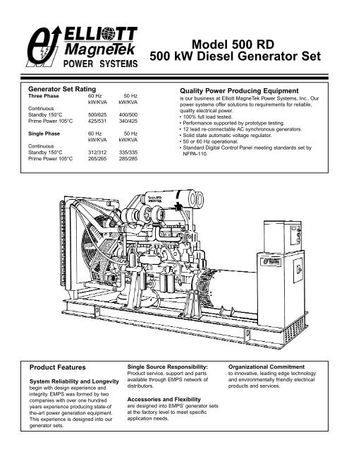 Model 500 RD 500 kW Diesel Generator Set - Western Machinery ...