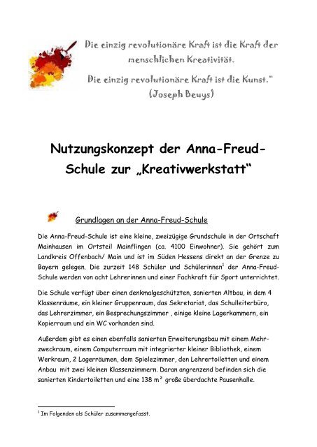 Lesen Sie hier mehr Ã¼ber unsere Konzept zur Kreativwerkstatt!