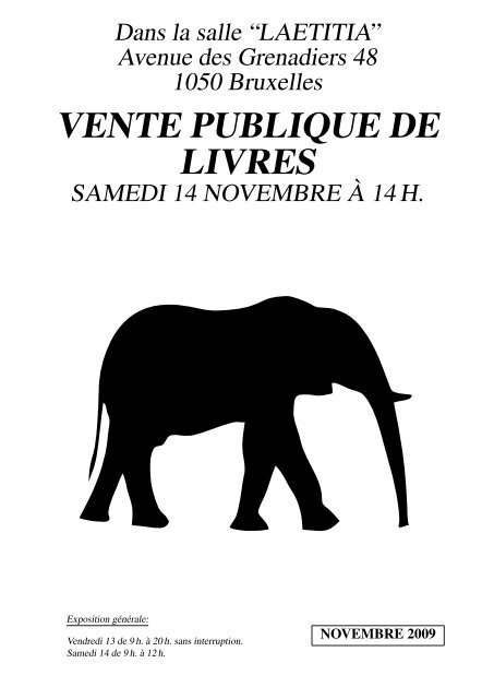 VENTE PUBLIQUE DE LIVRES - Librairie des Ã‰lÃ©phants