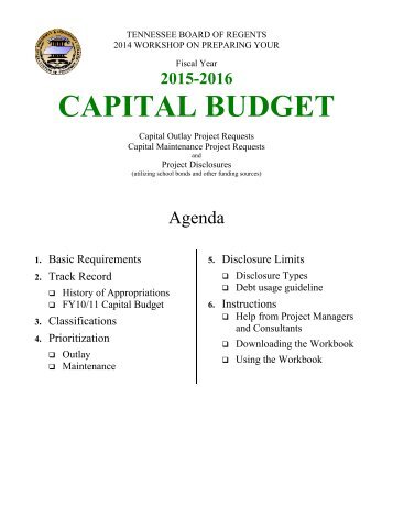 CAPITAL BUDGET - TBR - Tennessee Board of Regents