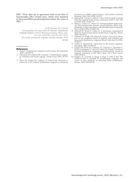 Missense mutation in a patient with X-linked dyskeratosis congenita