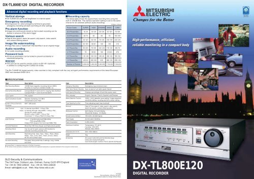 Mitsubishi DX-TL800 Original Datasheet (273 KB) - SLD Security ...