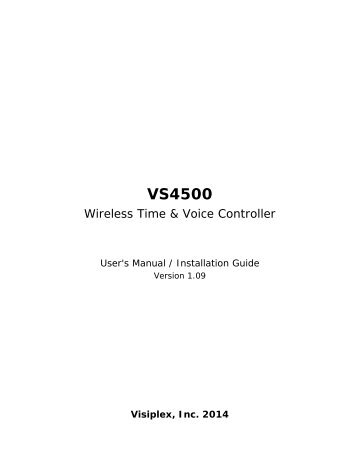 VS4500 User Guide and Installation Manual - Visiplex
