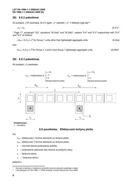 Eurokodas 6. MÅ«riniÅ³ konstrukcijÅ³ projektavimas. 1-1 dalis ...