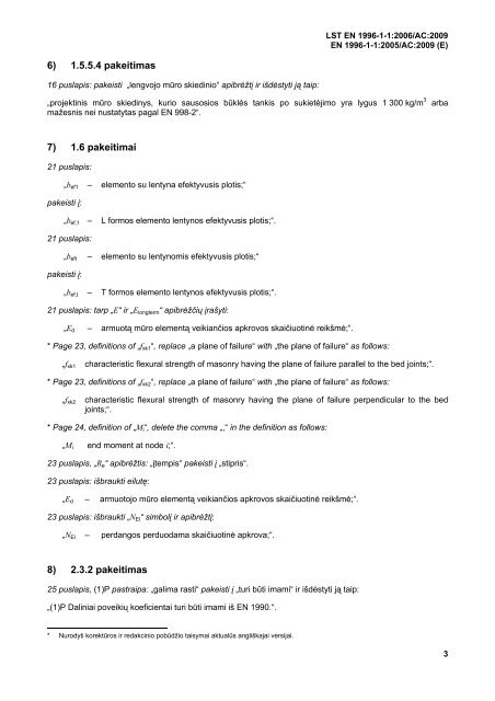 Eurokodas 6. MÅ«riniÅ³ konstrukcijÅ³ projektavimas. 1-1 dalis ...