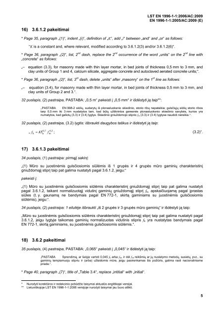 Eurokodas 6. MÅ«riniÅ³ konstrukcijÅ³ projektavimas. 1-1 dalis ...