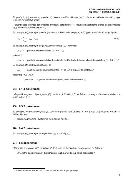 Eurokodas 6. MÅ«riniÅ³ konstrukcijÅ³ projektavimas. 1-1 dalis ...