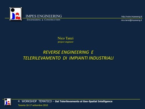 Reverse engineering e telerilevamento di impianti industriali - Enea