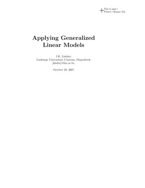 Applying Generalized Linear Models